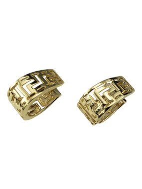 14 Karat Yellow Gold Hinged Hoop Maze Design Earrings #16920